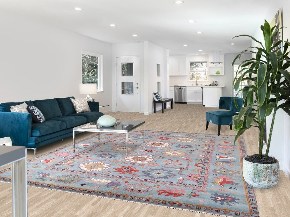 Light Blue Oushak Oriental Area Rug 8x10