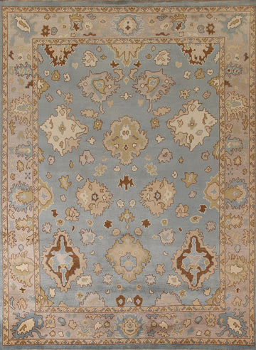 Blue Floral Oushak Oriental Area Rug 9x12
