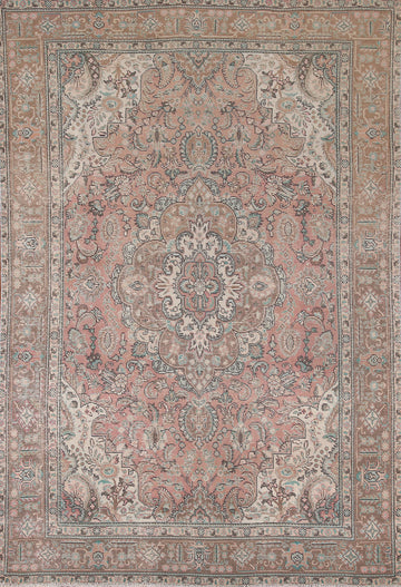 Vintage Pink Tabriz Persian Area Rug 6x9