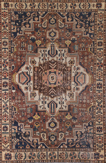 Distressed Bakhtiari Persian Area Rug 7x10