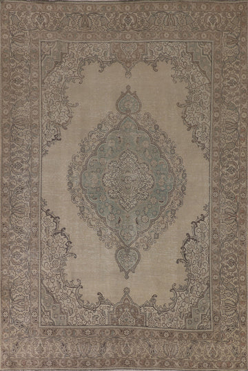 Vintage Distressed Tabriz Persian Area Rug 8x11