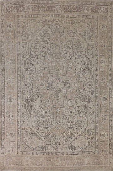 Geometric Distressed Tabriz Persian Area Rug 7x10