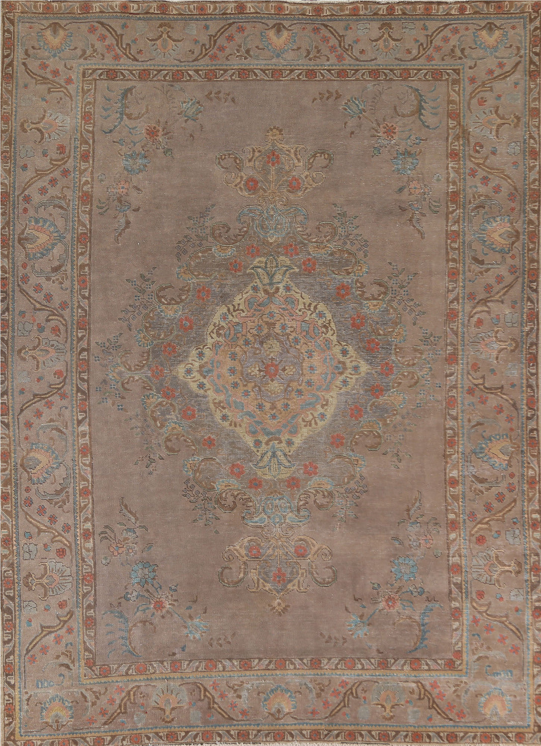 Distressed Over-Dyed Tabriz Persian Area Rug 8x11