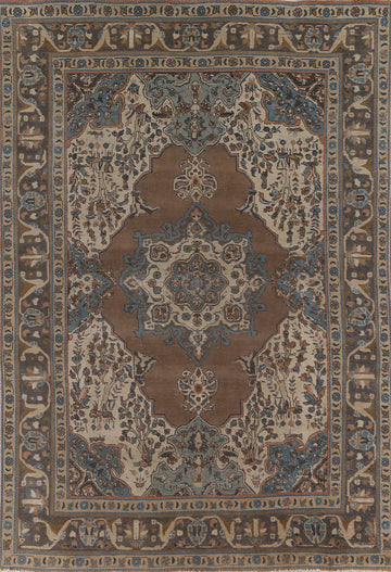 Brown Tabriz Persian Area Rug 7x10