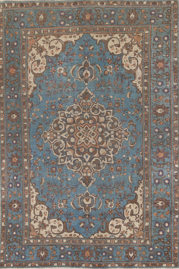 Over-Dyed Blue Tabriz Persian Area Rug 7x10