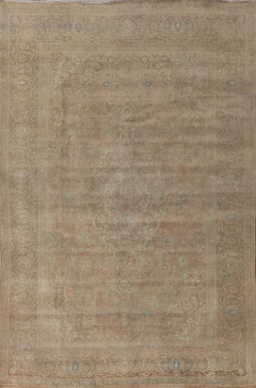 Distressed Wool Mashad Persian Area Rug 8x12