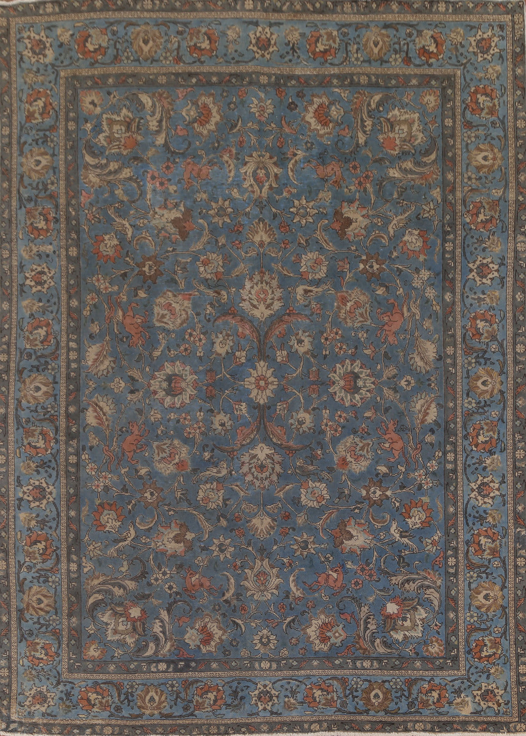 Over-Dyed Floral Tabriz Persian Area Rug 8x11