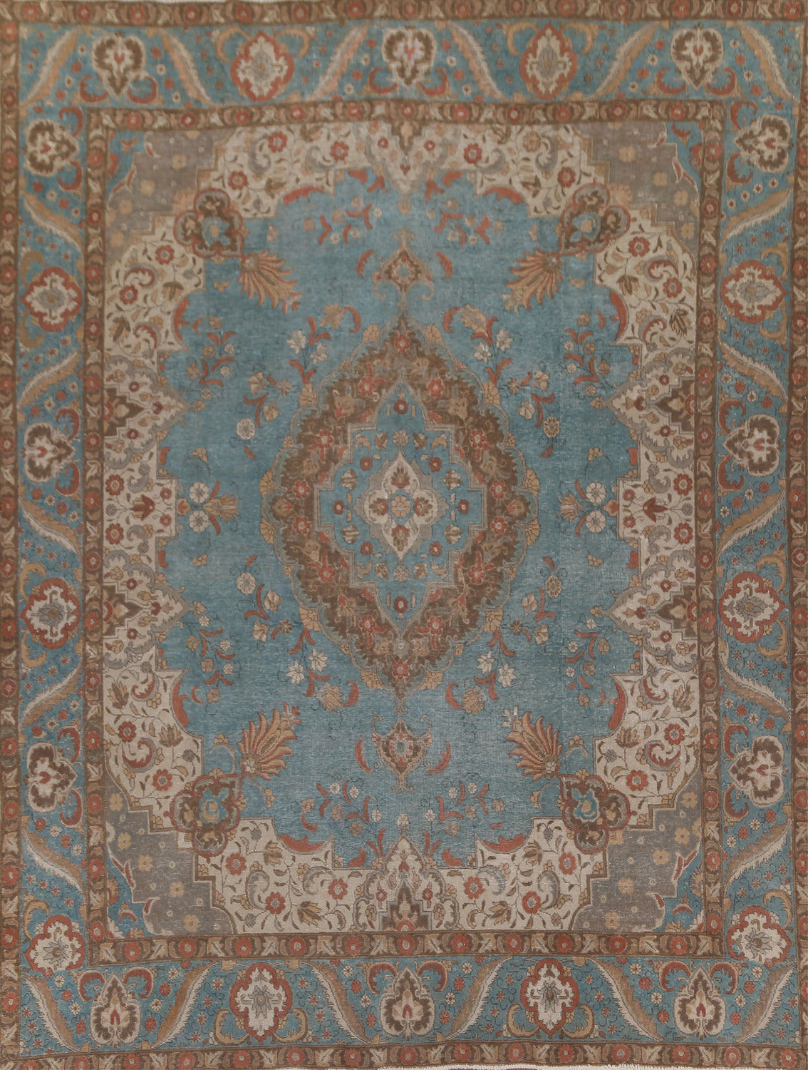 Distressed Over-Dyed Tabriz Persian Area Rug 9x12