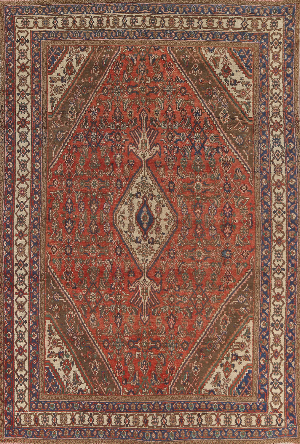 Geometric Hamedan Persian Area Rug 7x10