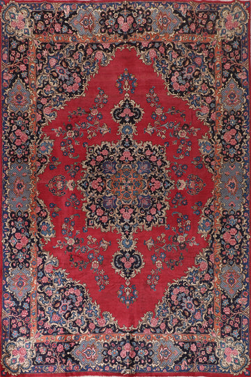 Vintage Wool Mashad Persian Area Rug 9x12