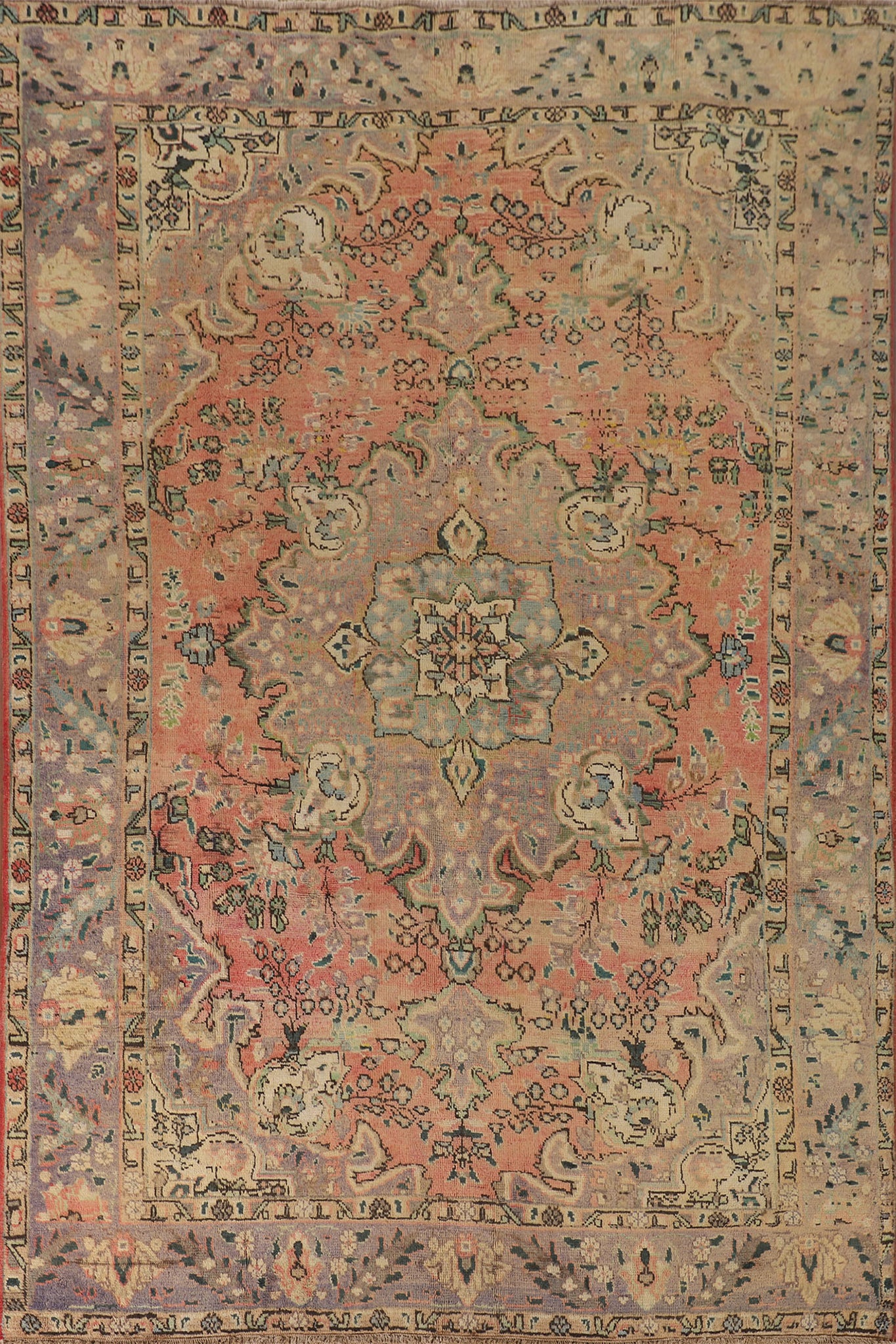 Vintage Floral Tabriz Persian Area Rug 6x9