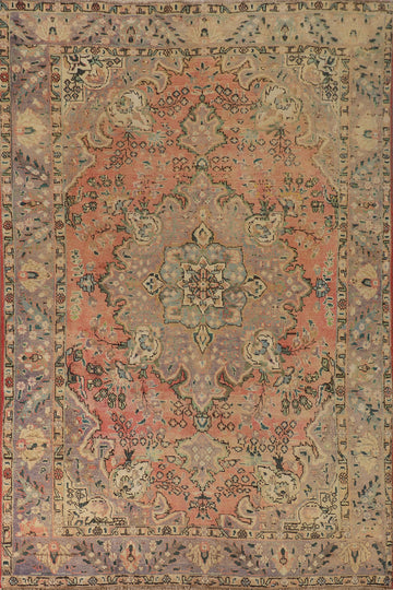 Vintage Floral Tabriz Persian Area Rug 6x9