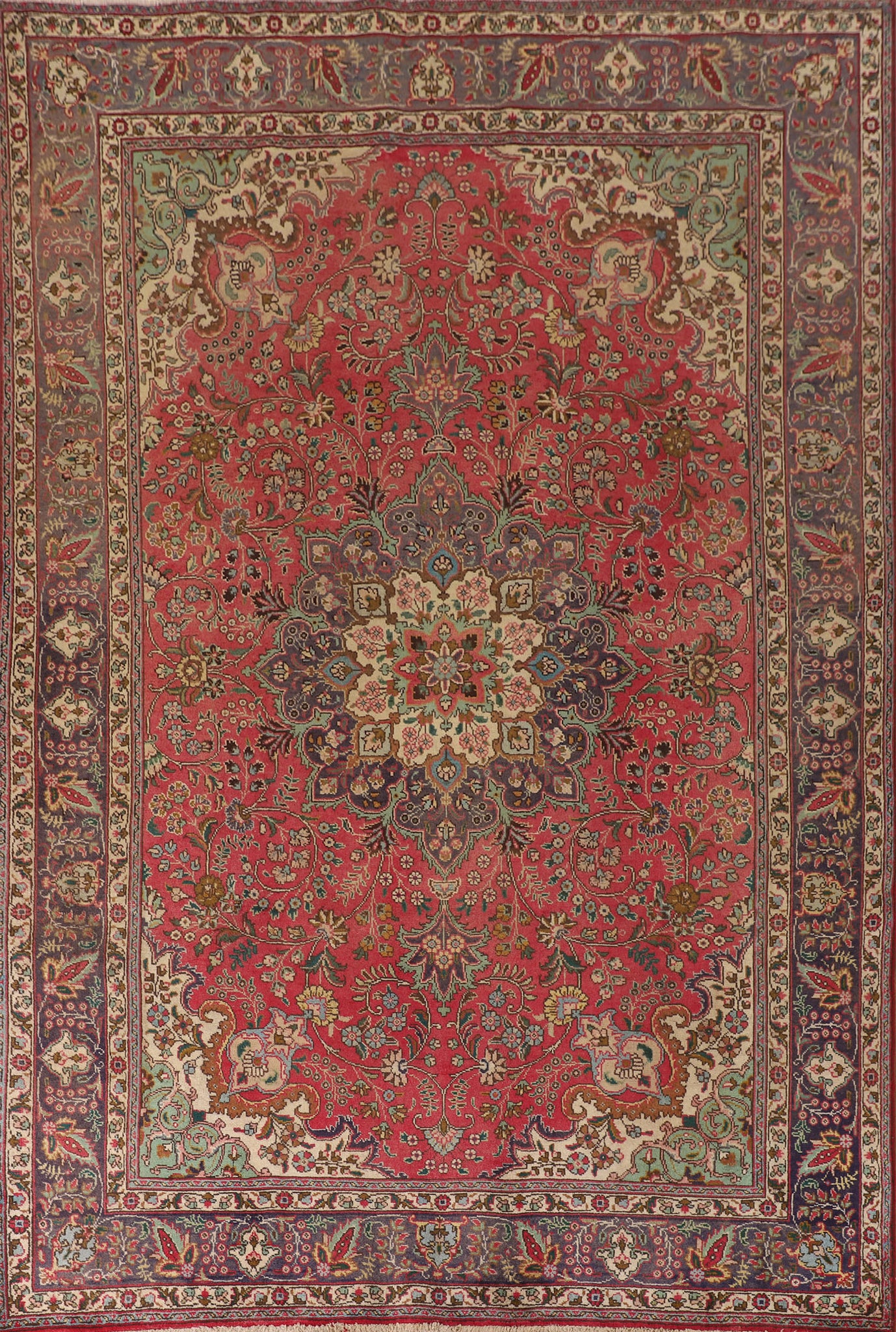 Vintage Floral Tabriz Persian Area Rug 7x10