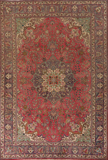 Vintage Floral Tabriz Persian Area Rug 7x10