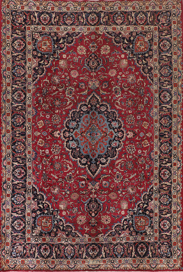 Traditional Signed Mashad Persian Area Rug 8x11