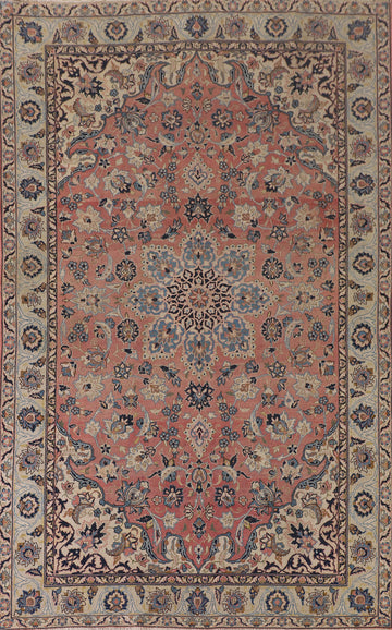 Vintage Pink Isfahan Persian Area Rug 7x10