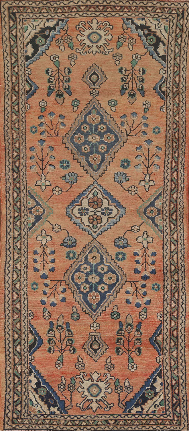Vintage Wool Hamedan Persian Runner Rug 3x10