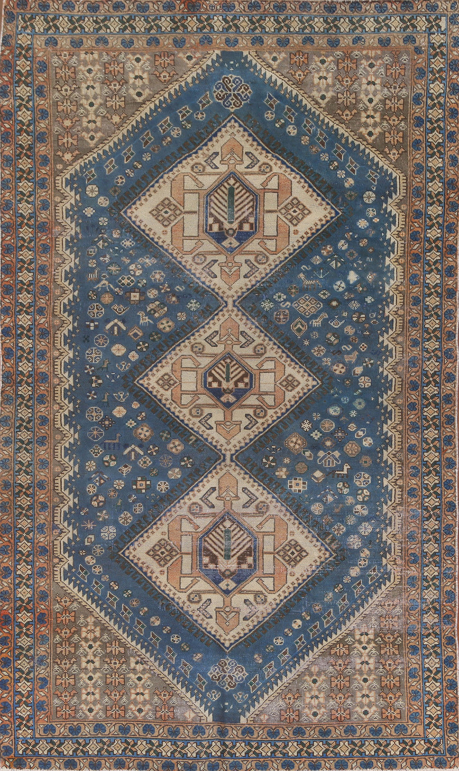 Blue Tribal Bakhtiari Persian Area Rug 6x10