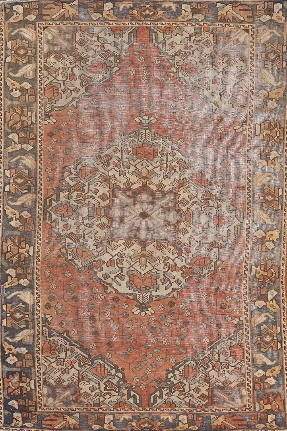 Distressed Wool Bakhtiari Persian Rug 4x7