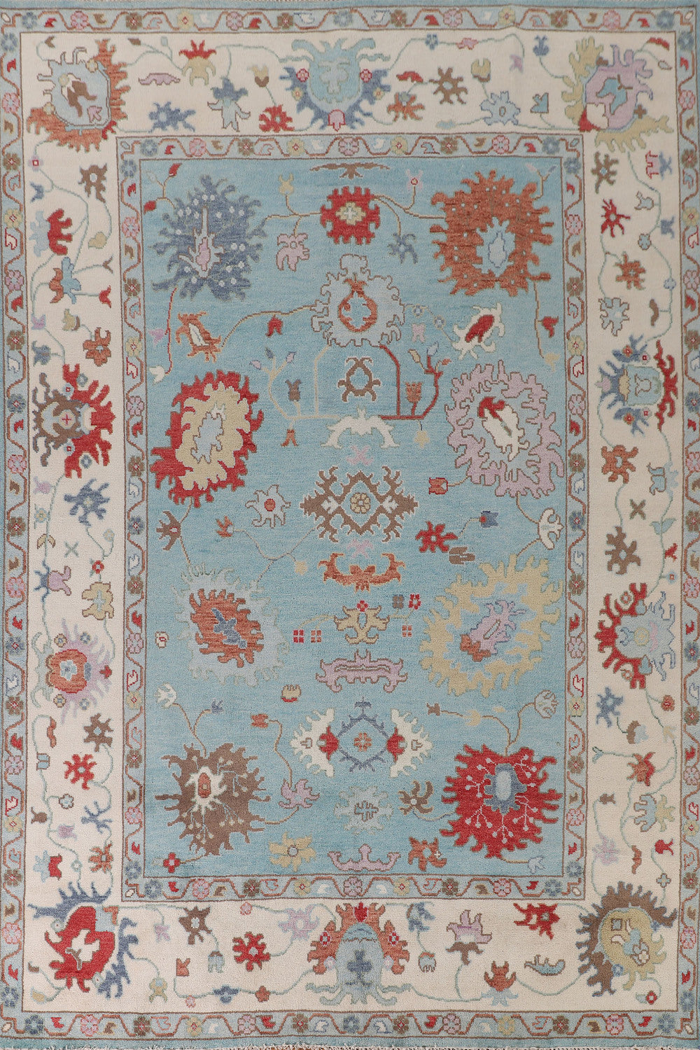 Light Blue Oushak Living Room Rug 9x12