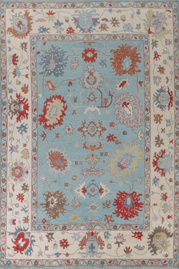 Light Blue Oushak Living Room Rug 9x12