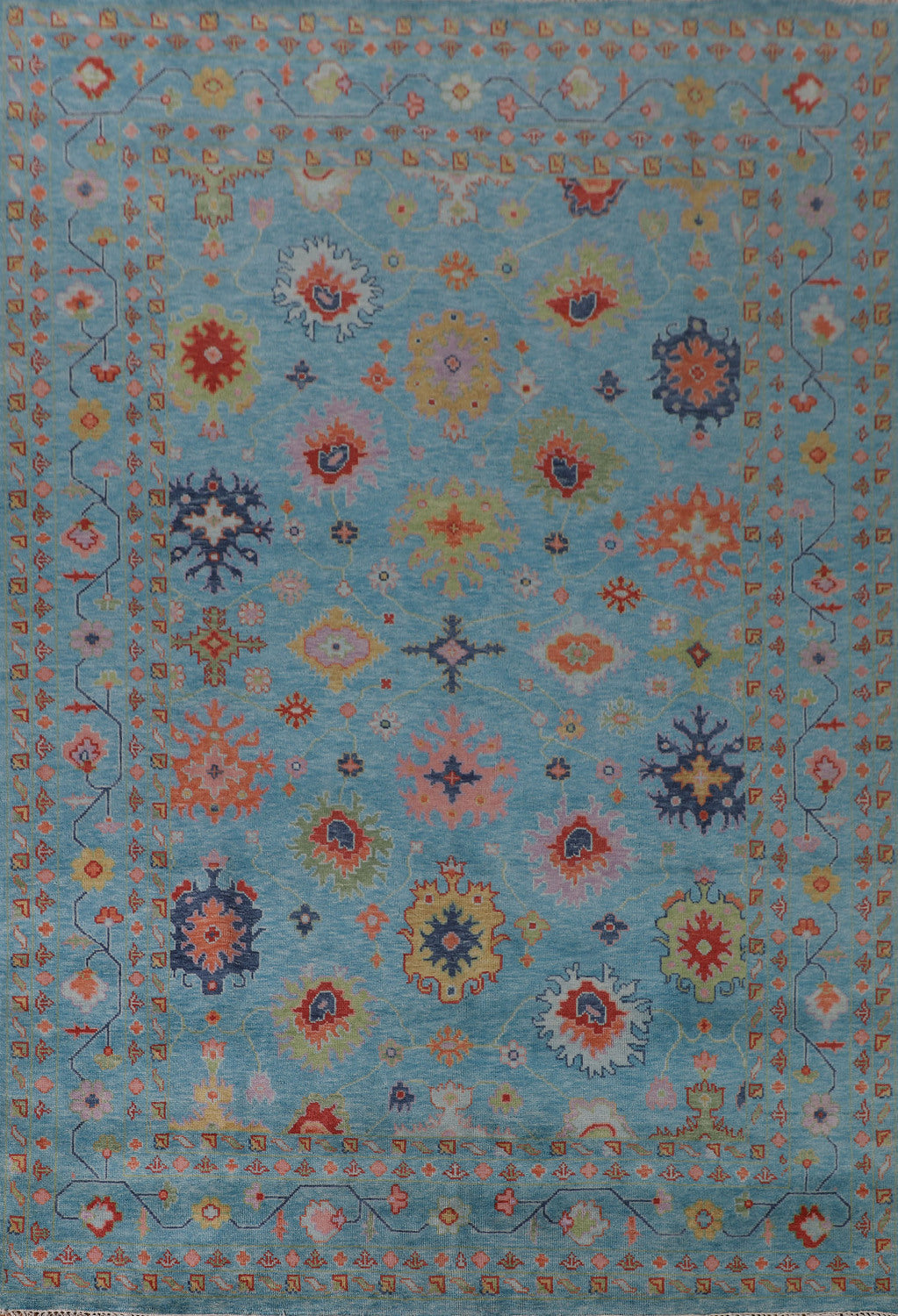 All-Over Blue Oushak Oriental Area Rug 9x12