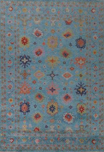 All-Over Blue Oushak Oriental Area Rug 9x12
