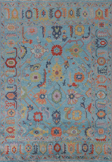 All-Over Blue Oushak Handmade Area Rug 8x10