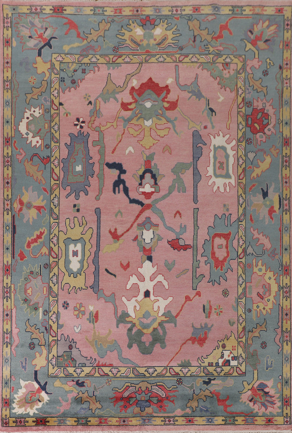 Handmade Pink Oushak Oriental Area Rug 9x12