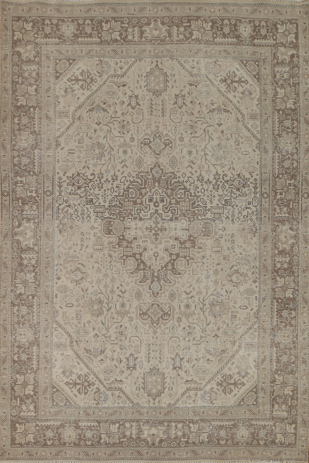 Distressed Wool Tabriz Persian Area Rug 7x9