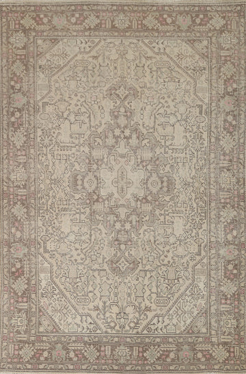 Distressed Wool Tabriz Persian Area Rug 7x10