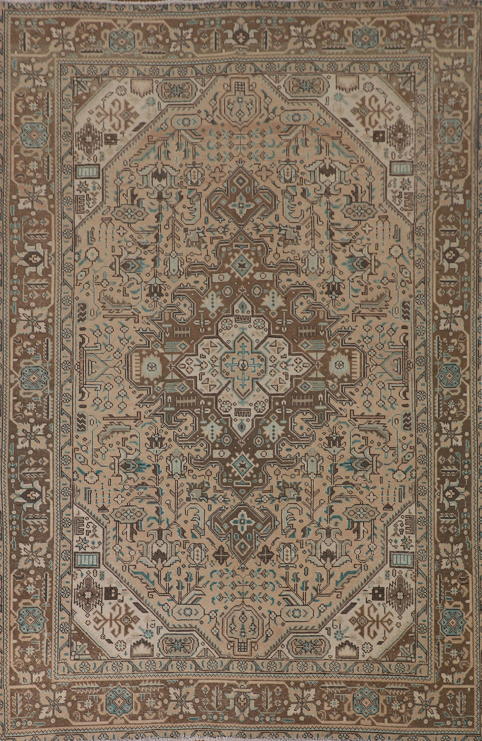 Vintage Geometric Tabriz Persian Area Rug 6x9