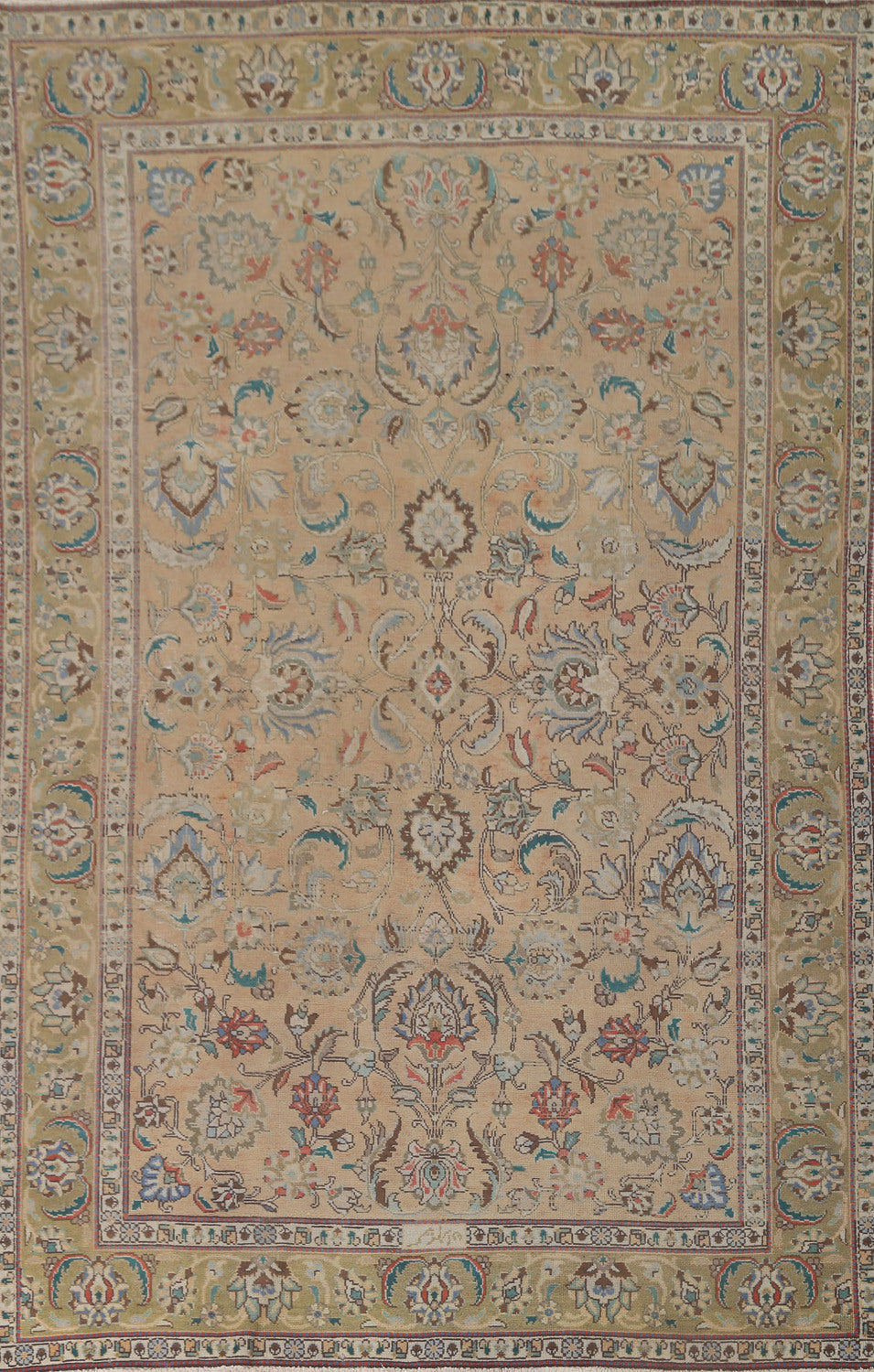 Floral Signed Tabriz Persian Area Rug 6x9