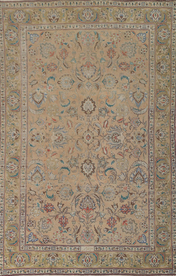 Floral Signed Tabriz Persian Area Rug 6x9