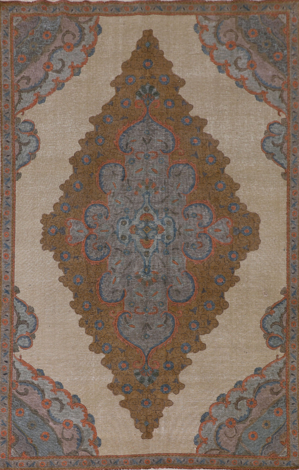 Distressed Wool Tabriz Persian Area Rug 7x11
