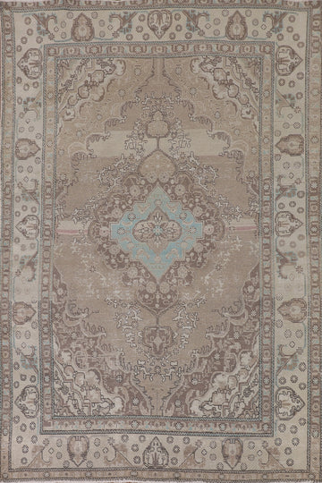 Distressed Wool Tabriz Persian Area Rug 6x10