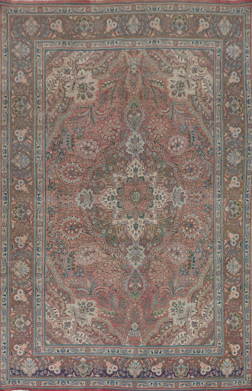 Vintage Floral Tabriz Persian Area Rug 7x11