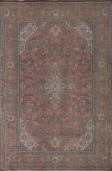 Pink Geometric Tabriz Persian Area Rug 8x11