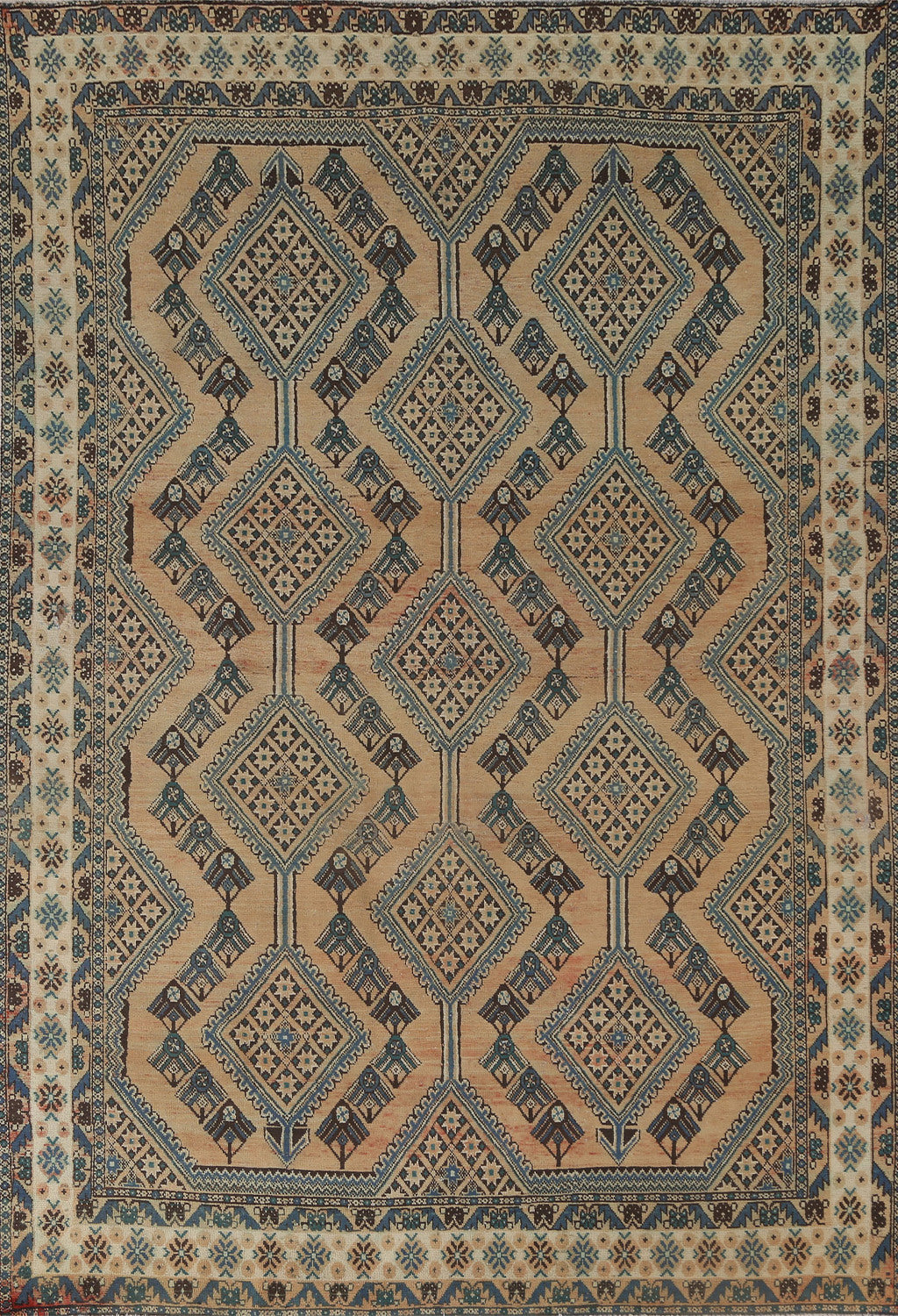 Geometric Bakhtiari Persian Area Rug 7x9