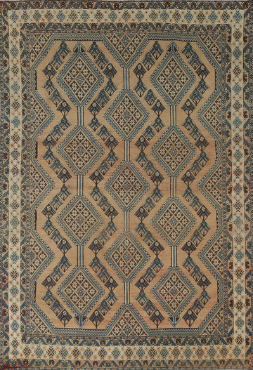 Geometric Bakhtiari Persian Area Rug 7x9