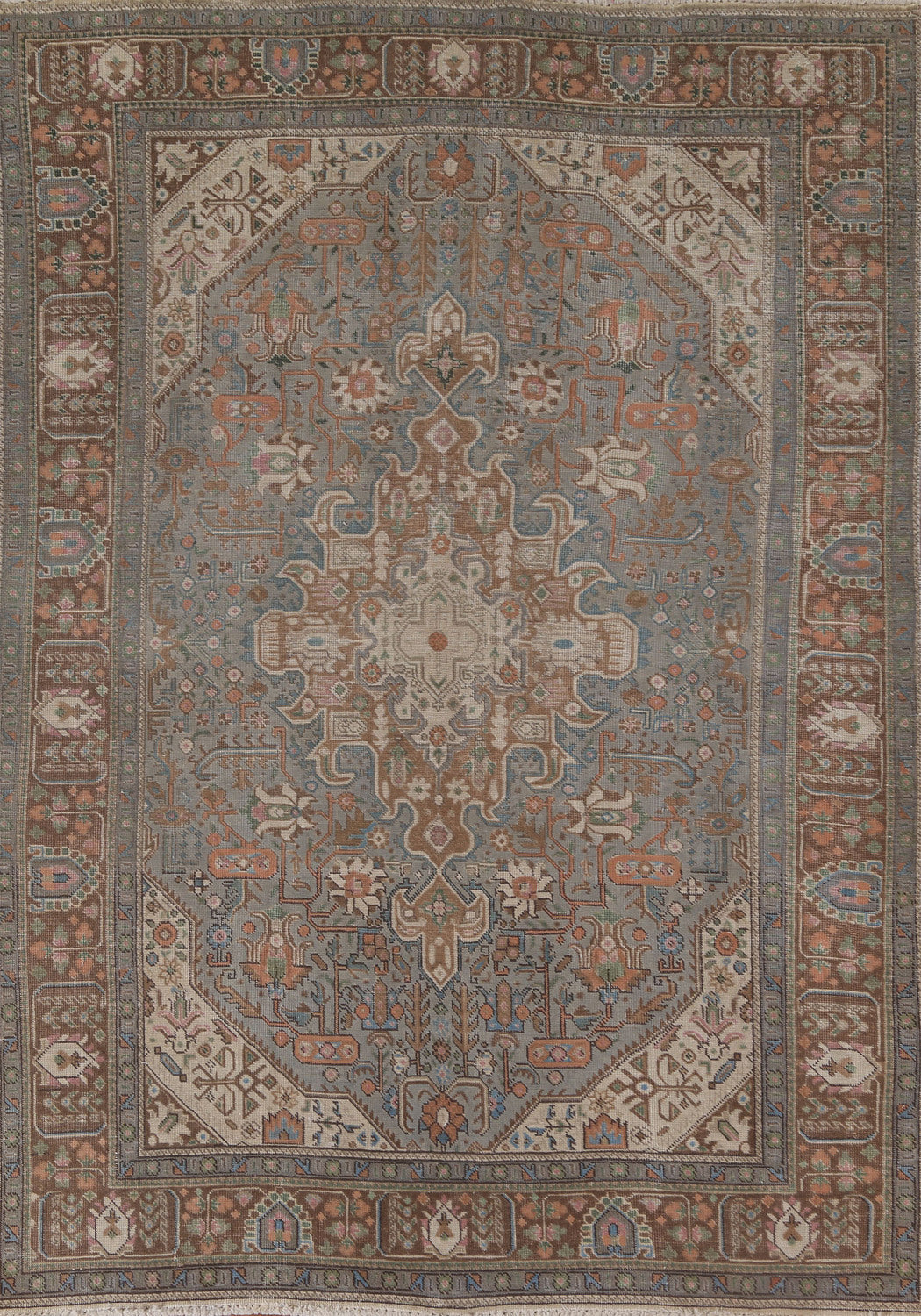 Gray Geometric Tabriz Persian Area Rug 6x9
