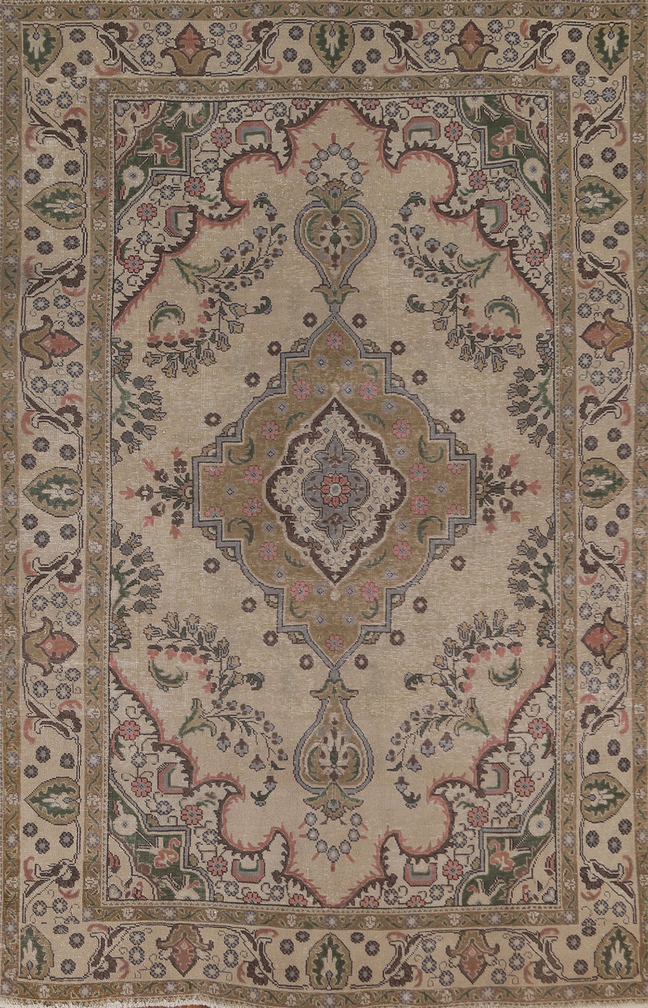 Vintage Wool Tabriz Persian Area Rug 6x10