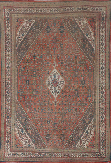Vintage Geometric Hamedan Persian Area Rug 9x12