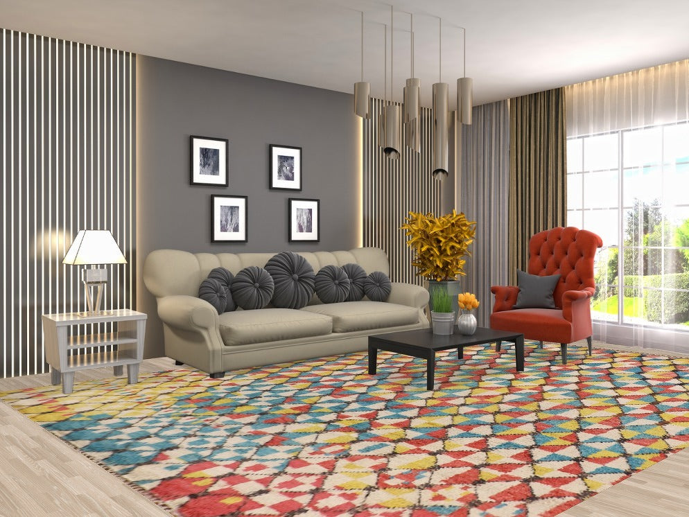 All-Over Moroccan Living Room Area Rug 9x13