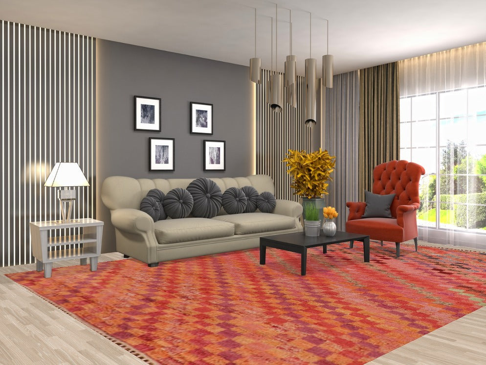 Checkered Moroccan Living Room Area Rug 9x13