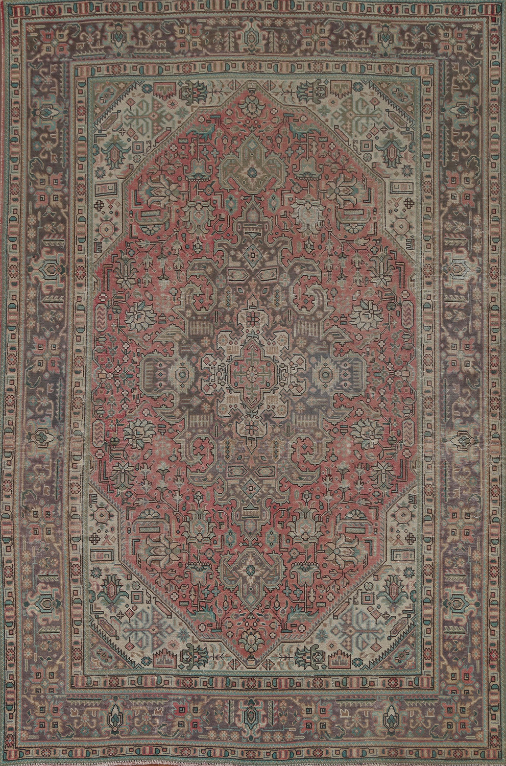 Distressed Wool Tabriz Persian Area Rug 6x10