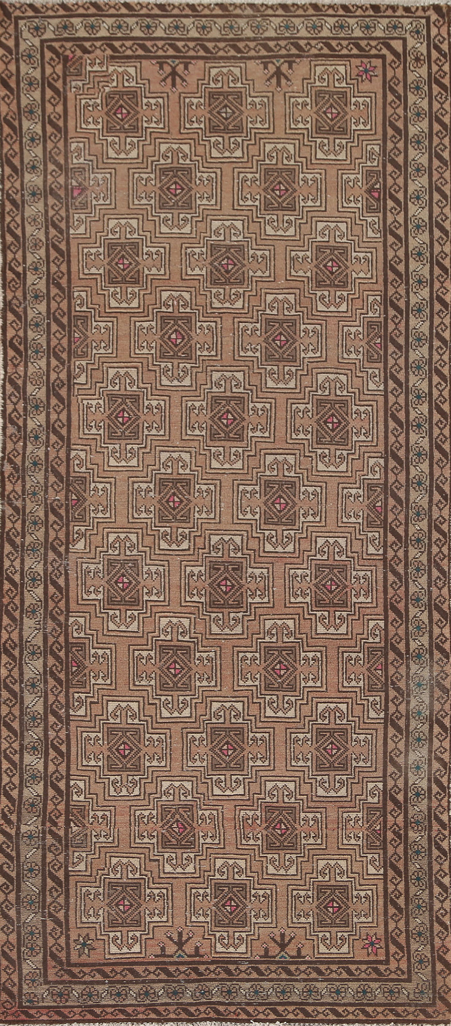 Geometric Balouch Persian Runner Rug 3x9