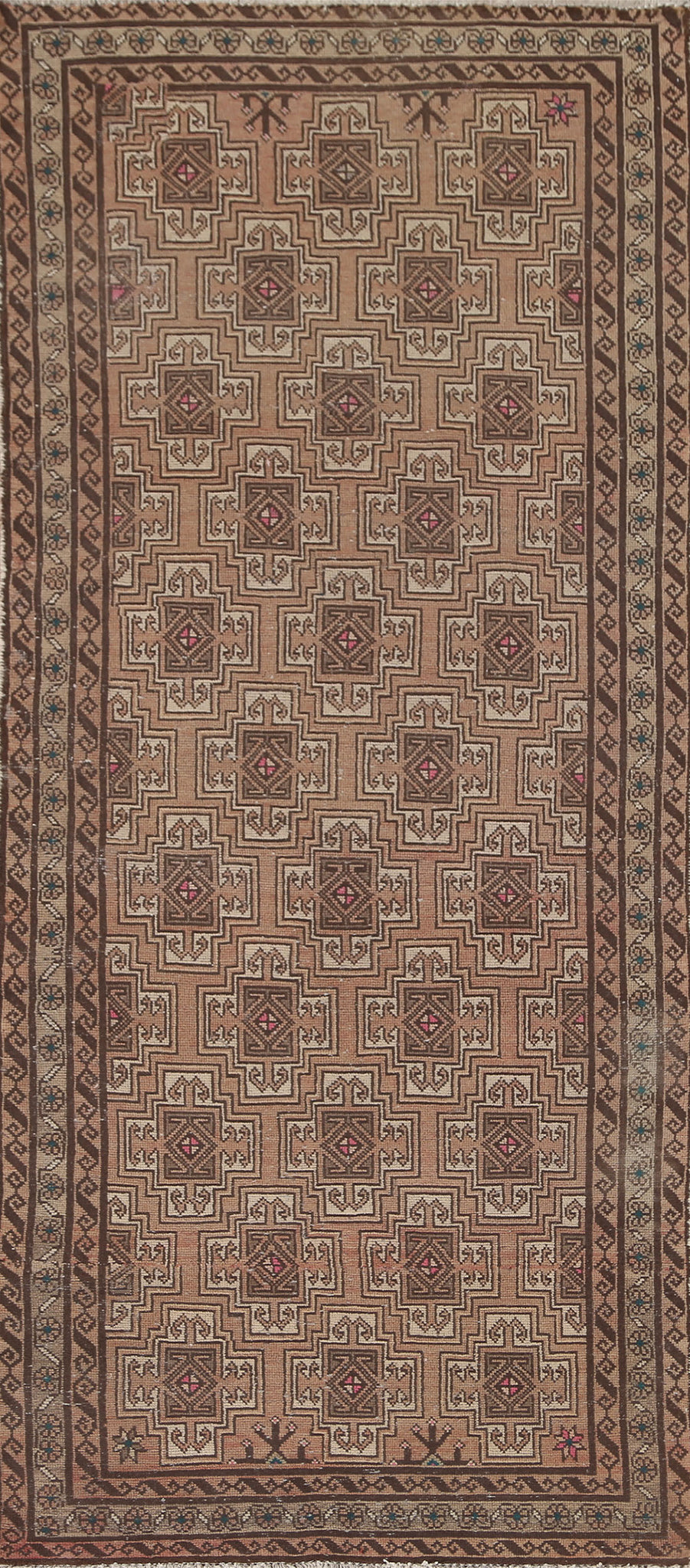 Geometric Balouch Persian Runner Rug 3x9