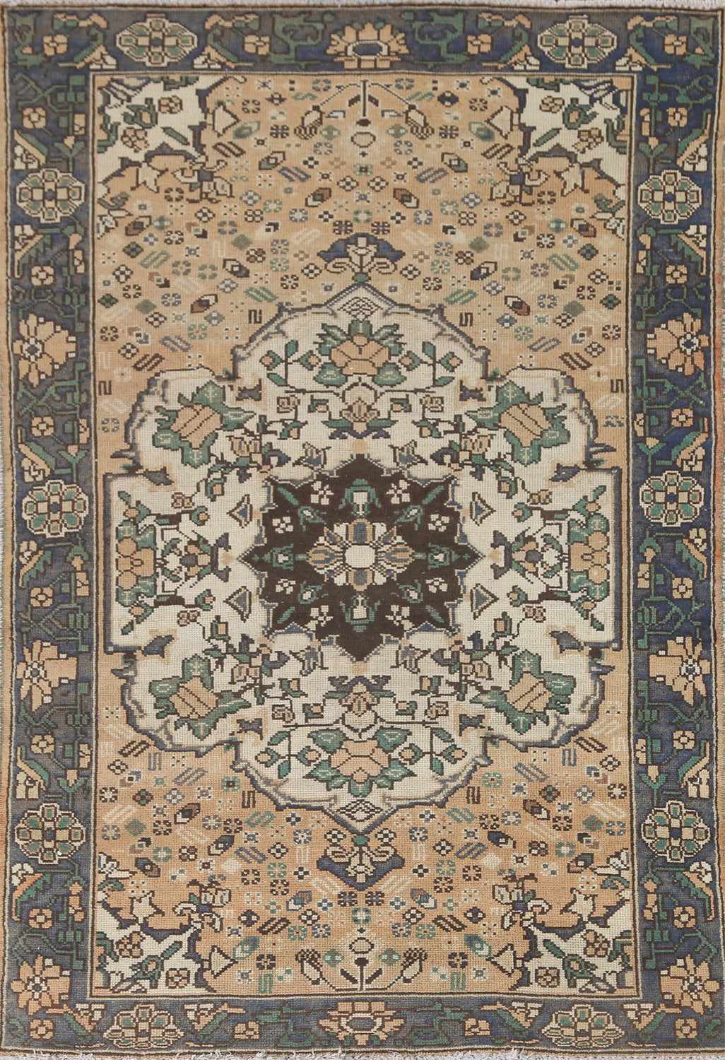 Vintage Wool Bakhtiari Persian Rug 4x7