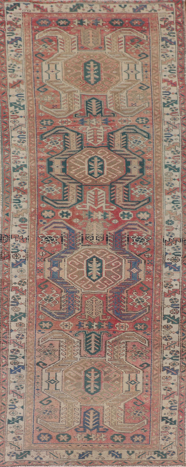 Pink Geometric Ardebil Persian Runner Rug 4x11